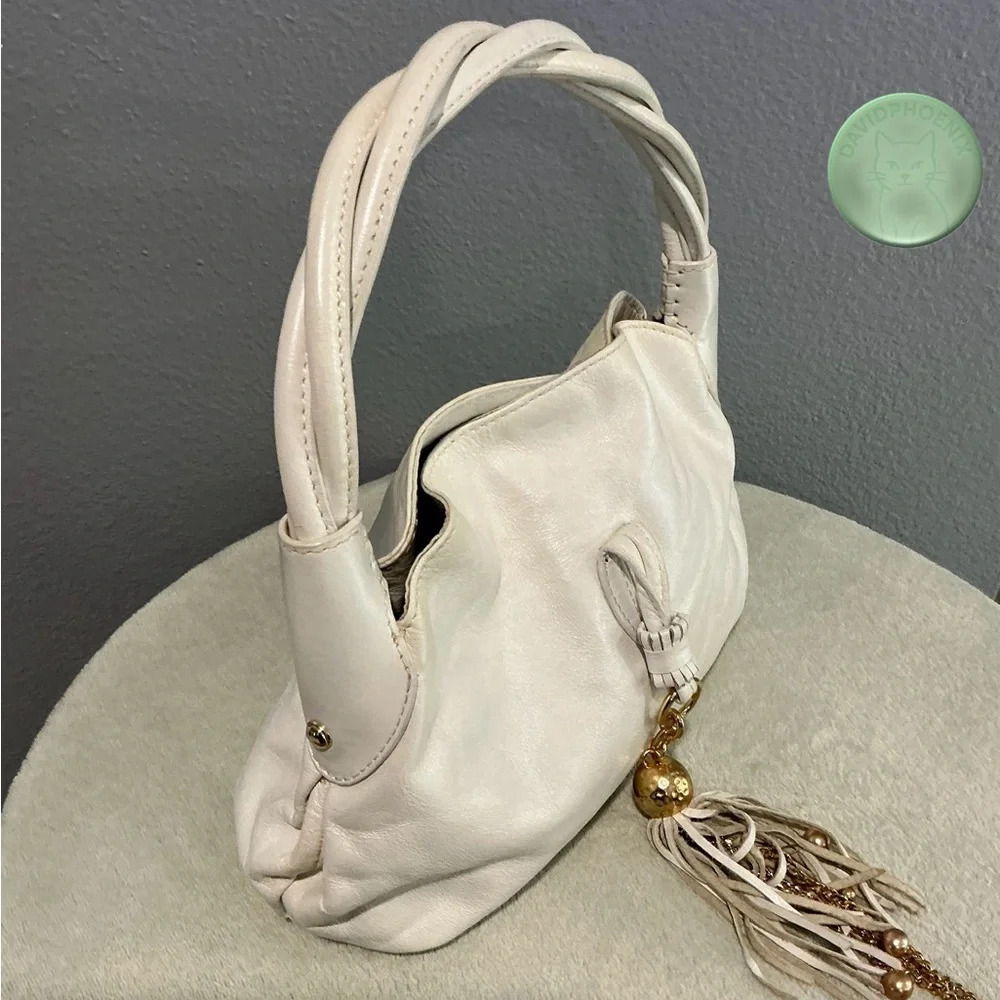 VIA SPIGA White Leather Shoulder Bag w/ Tassel, Dust Bag & Authencity Certificat - Picture 5 of 11